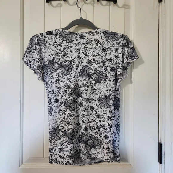 Wrap Blouse black & white floral - Picture 5 of 7